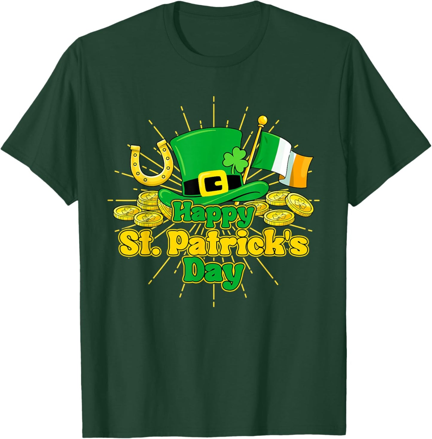Happy St Patricks Day Green Irish Shamrock Men Women Kids T-Shirt - T-Shirt | Forest