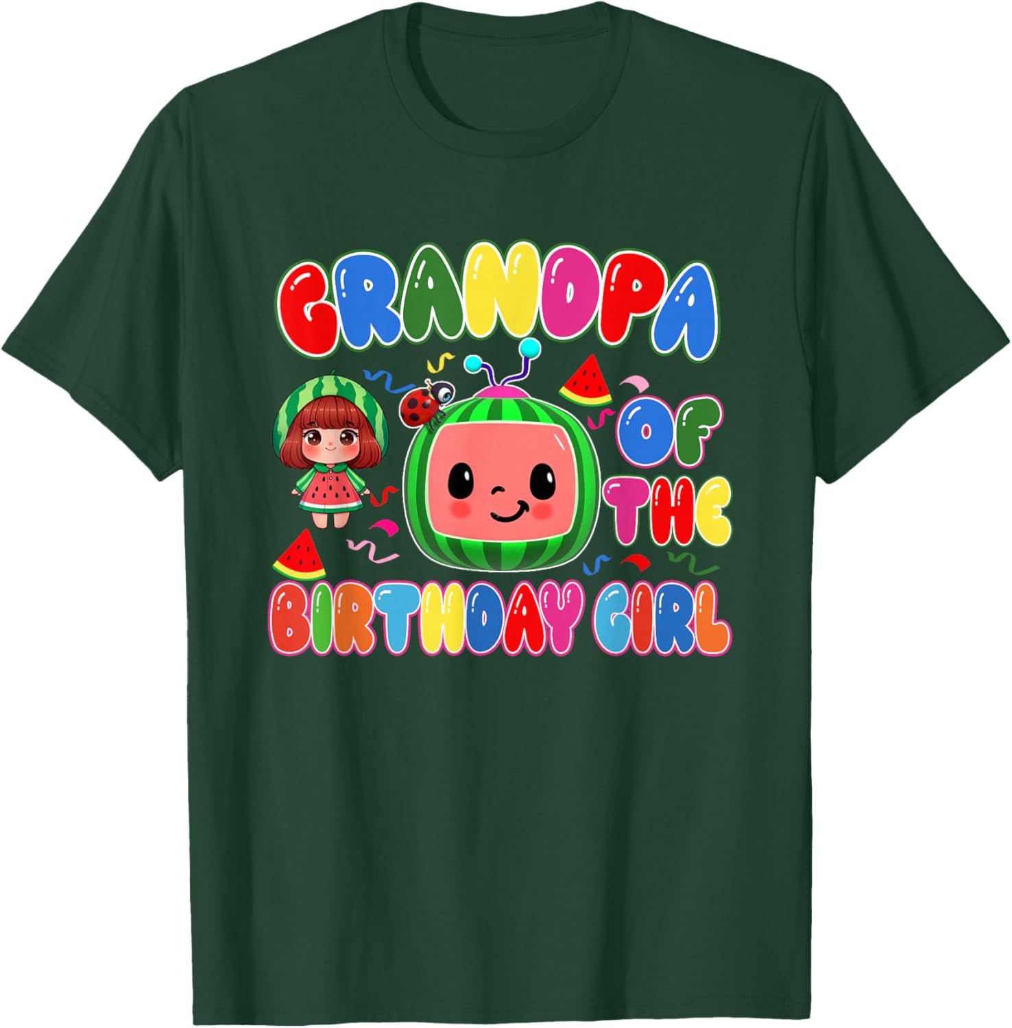 Grandpa of The Birthday Girl Melon Family Matching Funny T-Shirt - T-Shirt | Forest
