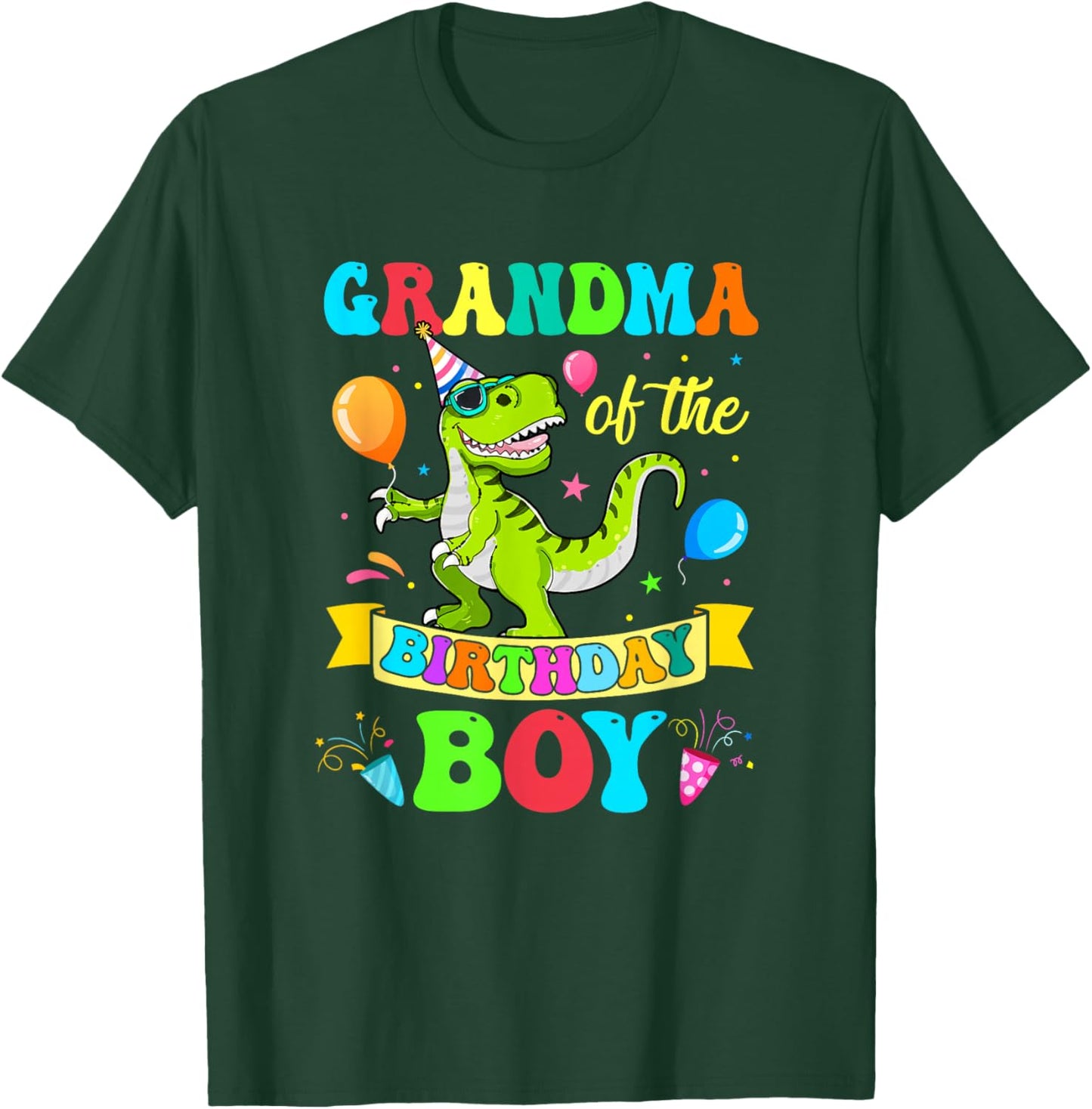 Grandma of The Birthday Boy T-Rex Dinosaur Birthday T-Shirt - T-Shirt | Forest