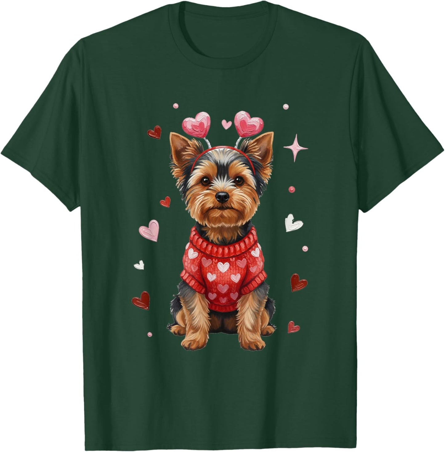Cute Yorkshire Terrier Valentine Heart Valentines Day T-Shirt - T-Shirt | Forest
