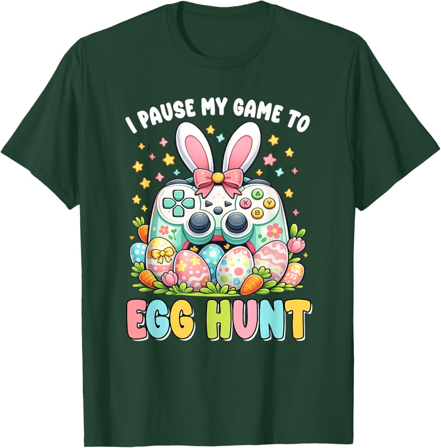 I Paused My Game to Egg Hunt Easter Funny Gamer Boys Kids T-Shirt - T-Shirt | Forest