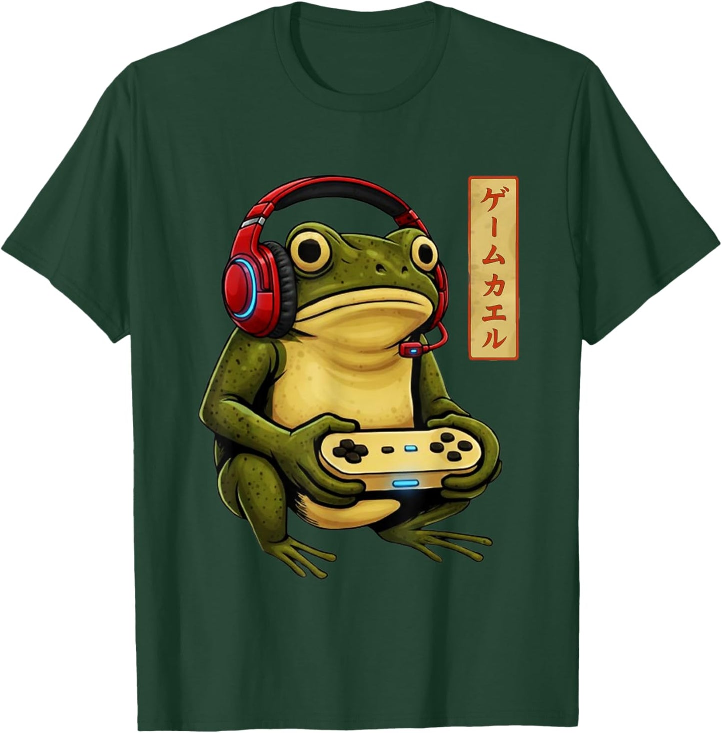 Funny Gamer Frog Vintage Gaming Japanese Art T-Shirt - T-Shirt | Forest
