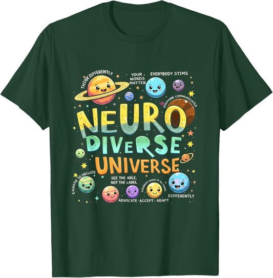 Neurodiverse Universe ABA Therapist Autism Awareness T-Shirt - T-Shirt | Forest