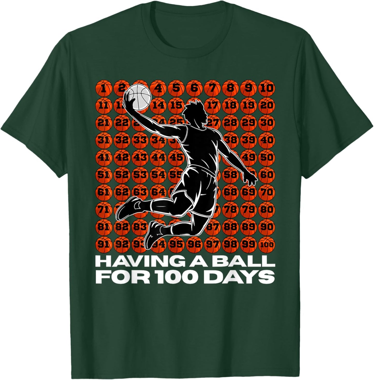 100 Days of School Retro Basketball Sport for Boys Teachers T-Shirt - T-Shirt | Forest