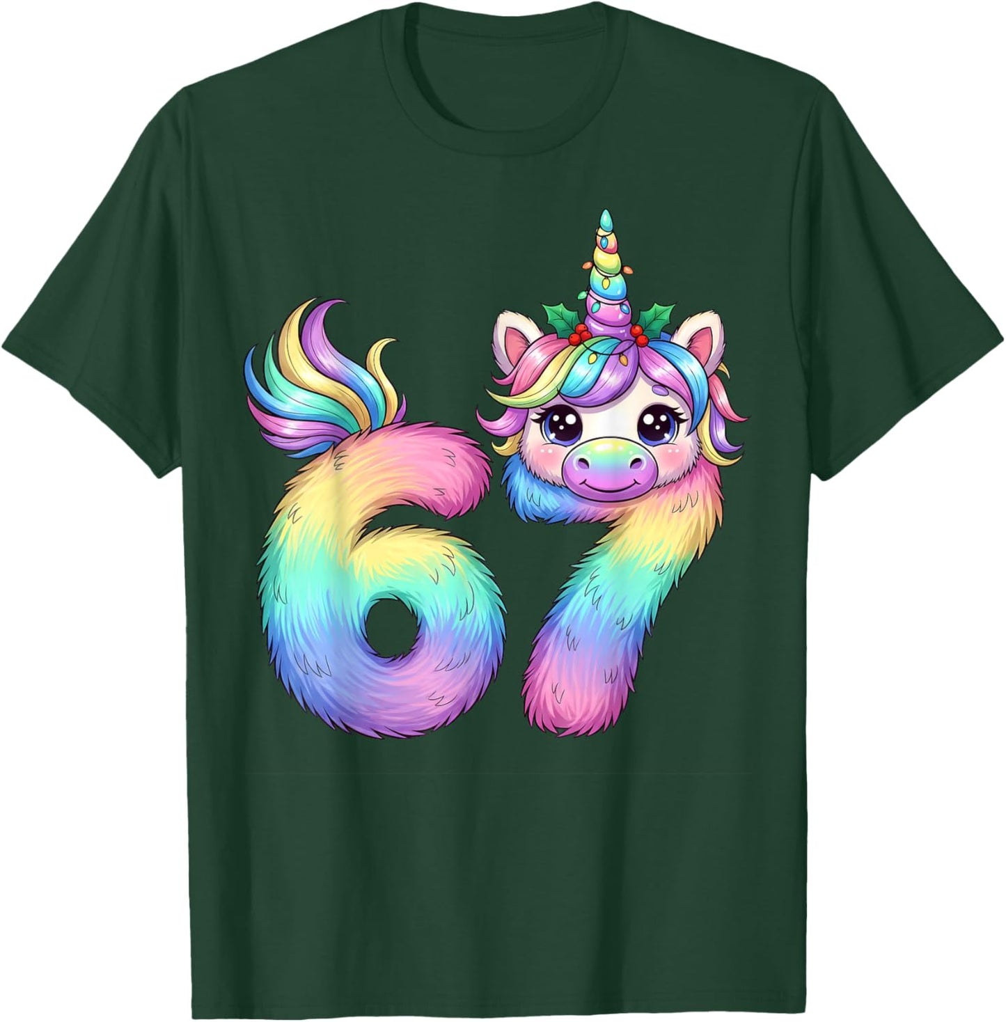 67 Unicorn Meme Girls Pajamas Funny Christmas Women Boy Girl T-Shirt - T-Shirt | Forest