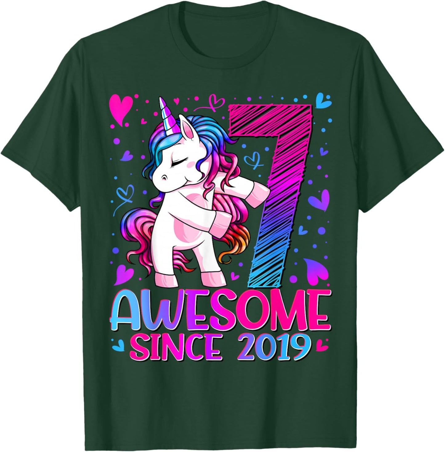 7th Birthday Shirt Girl 7 Year Old Gifts 7 Birthday Girl T-Shirt - T-Shirt | Forest