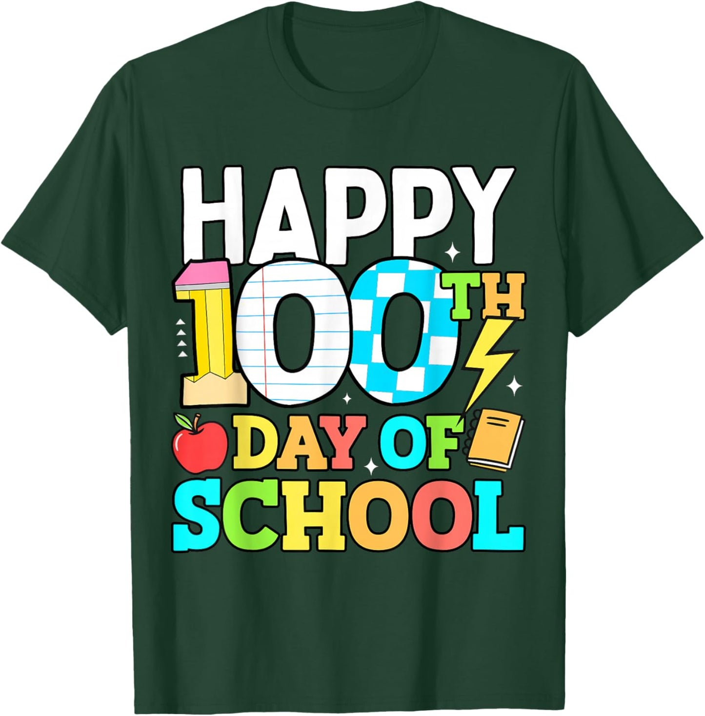 Happy 100 Days of School Teacher 100th Day of School Kids T-Shirt - T-Shirt | Forest
