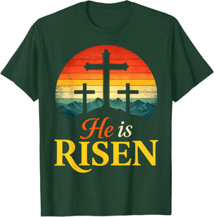 Easter He is Risen Retro Vintage Matthew 28:6 Women T-Shirt - T-Shirt | Forest