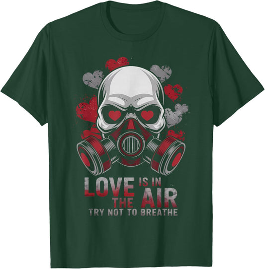 Valentine Skull Gas Mask Love Aesthetic T-Shirt - T-Shirt | Forest