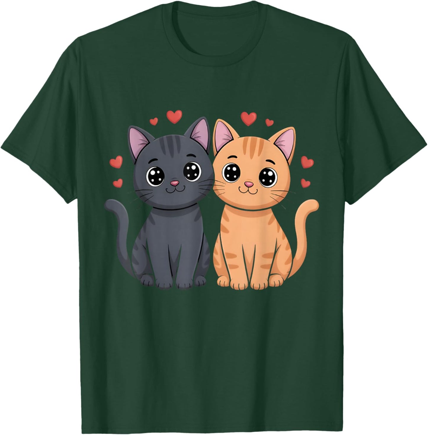Black and Orange Cat Valentine Ginger Cat Valentine's Day T-Shirt - T-Shirt | Forest