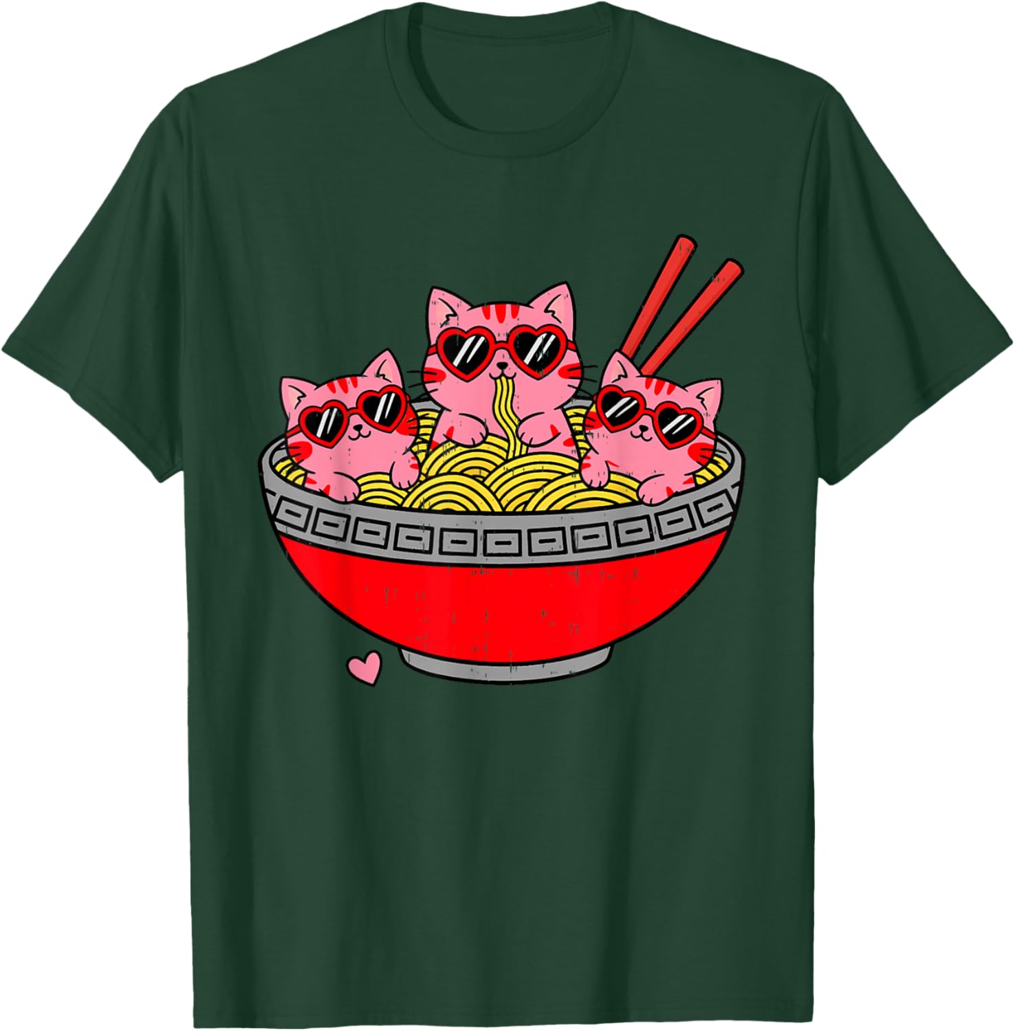 Cute Girls Valentines Day Anime Cat Kitten Women Kids Teens T-Shirt - T-Shirt | Forest