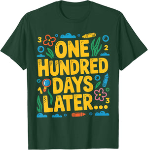 100 Days of School Kids Boys Girls One Hundred Days Later T-Shirt - T-Shirt | Forest