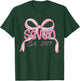 7th Birthday Girl Pink Coquette Bow 7 Year Old Decorations T-Shirt - T-Shirt | Forest