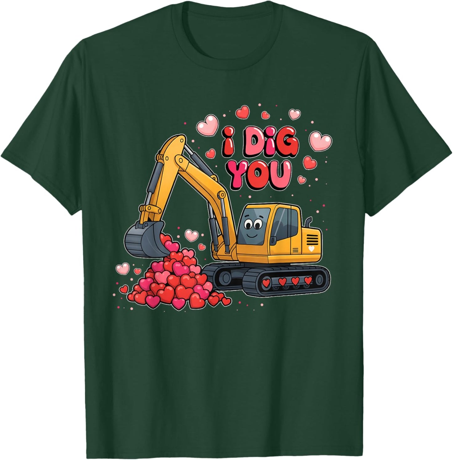 Valentine I Dig You Excavator Love Boy Men Kids Toddler T-Shirt - T-Shirt | Forest