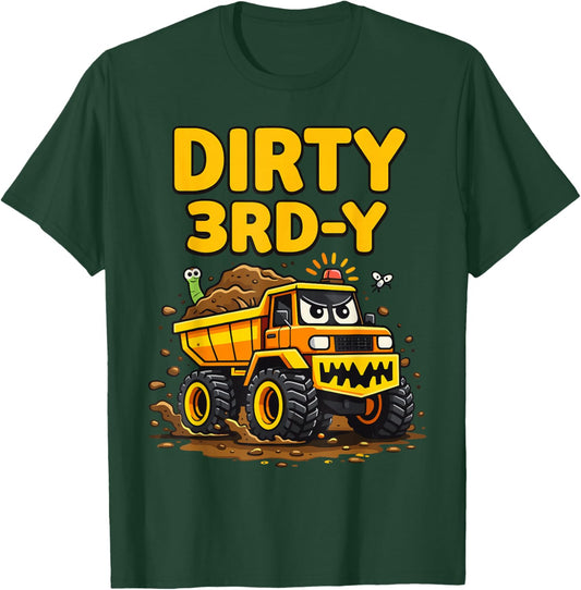 Dirty 3rd-Y Construction Monster Dump Truck 3rd Birthday Boy T-Shirt - T-Shirt | Forest