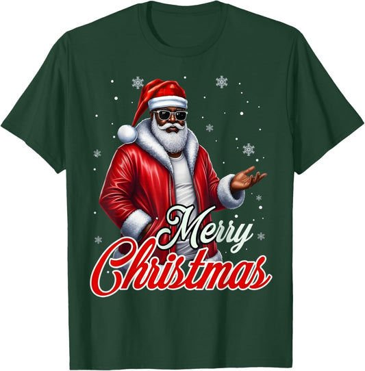 African American Santa Christmas Cool Black X-Mas Men Boy T-Shirt - T-Shirt | Forest