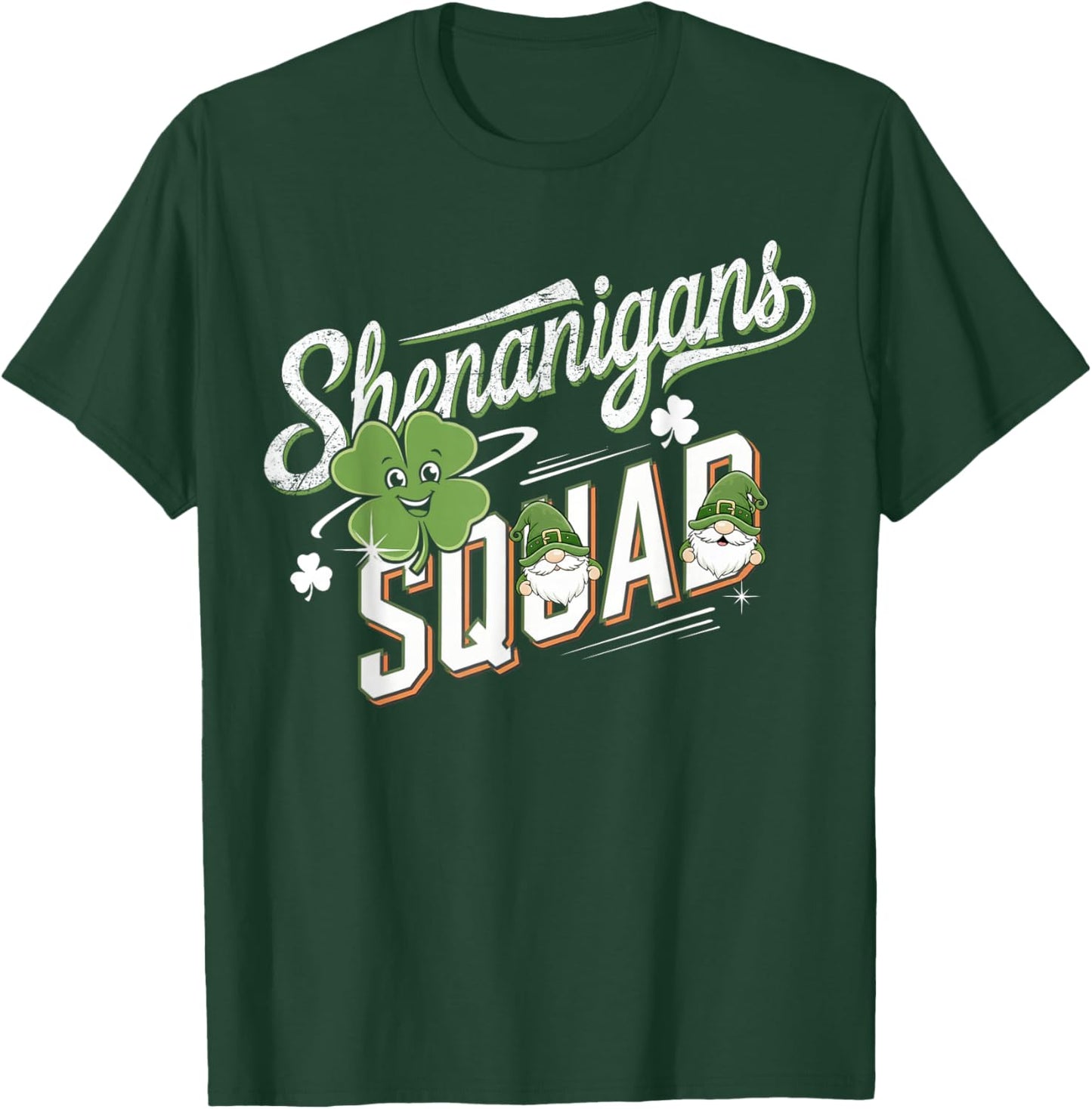 Shenanigans Squad Cute Gnome Irish Shamrock St Patrick’s Day T-Shirt - T-Shirt | Forest