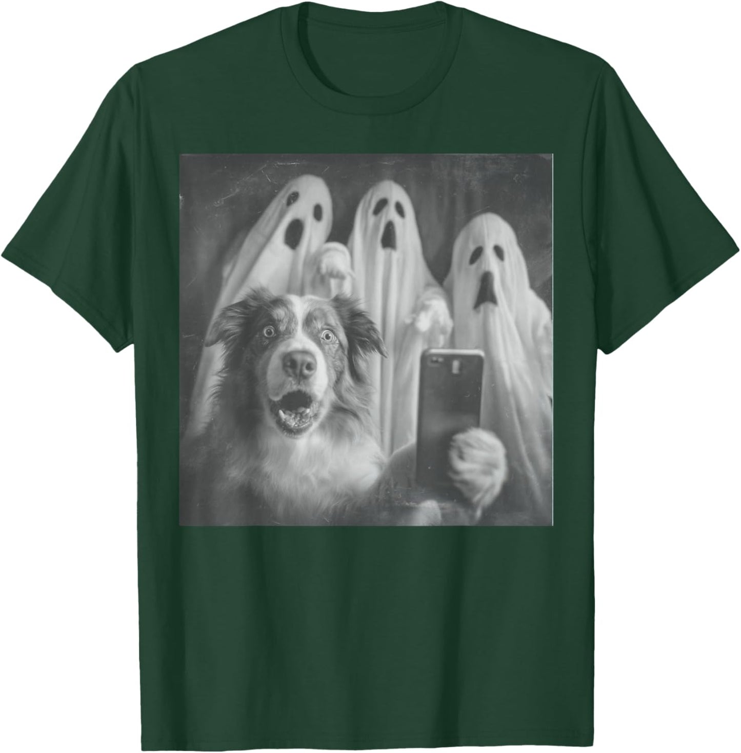 Australian Shepherd Selfie Funny Ghost Halloween T-Shirt - T-Shirt | Forest