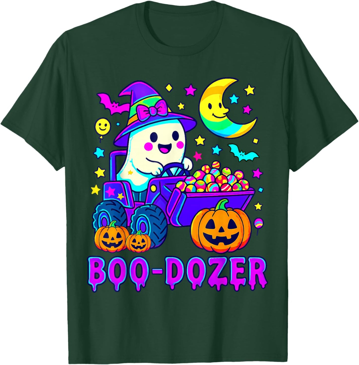 Boo Dozer Ghost Bulldozer Halloween Construction Trucks T-Shirt - T-Shirt | Forest
