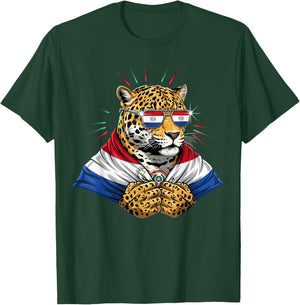 Paraguay Roots Leopard Paraguayan Flag T-Shirt - T-Shirt | Forest