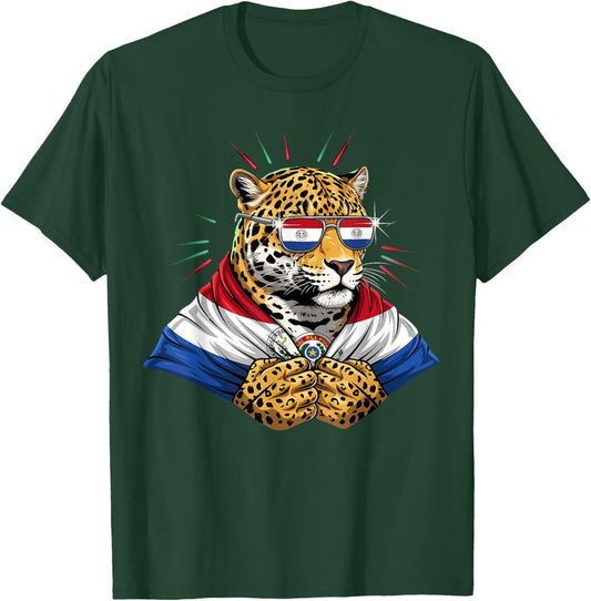 Paraguay Roots Leopard Paraguayan Flag T-Shirt - T-Shirt | Forest