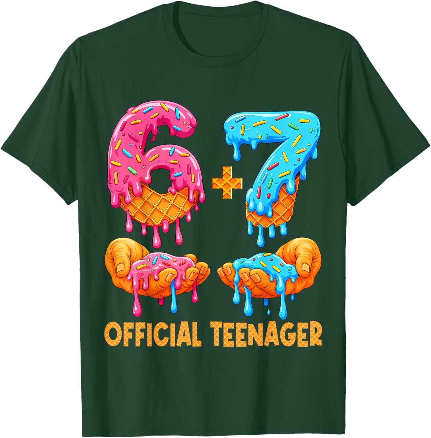 6+7 13 Year Old Official Teenager 13th Birthday Ice Cream T-Shirt - T-Shirt | Forest