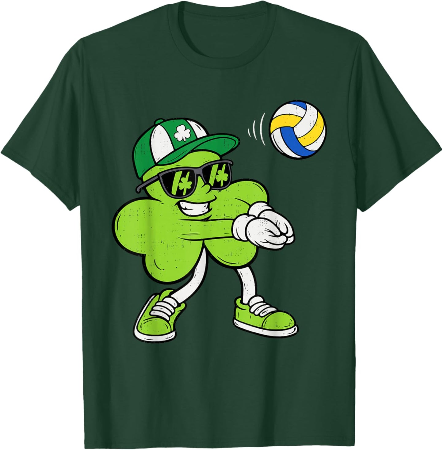 Volleyball Saint Patricks Day Boys Kids Sport Green Shamrock T-Shirt - T-Shirt | Forest