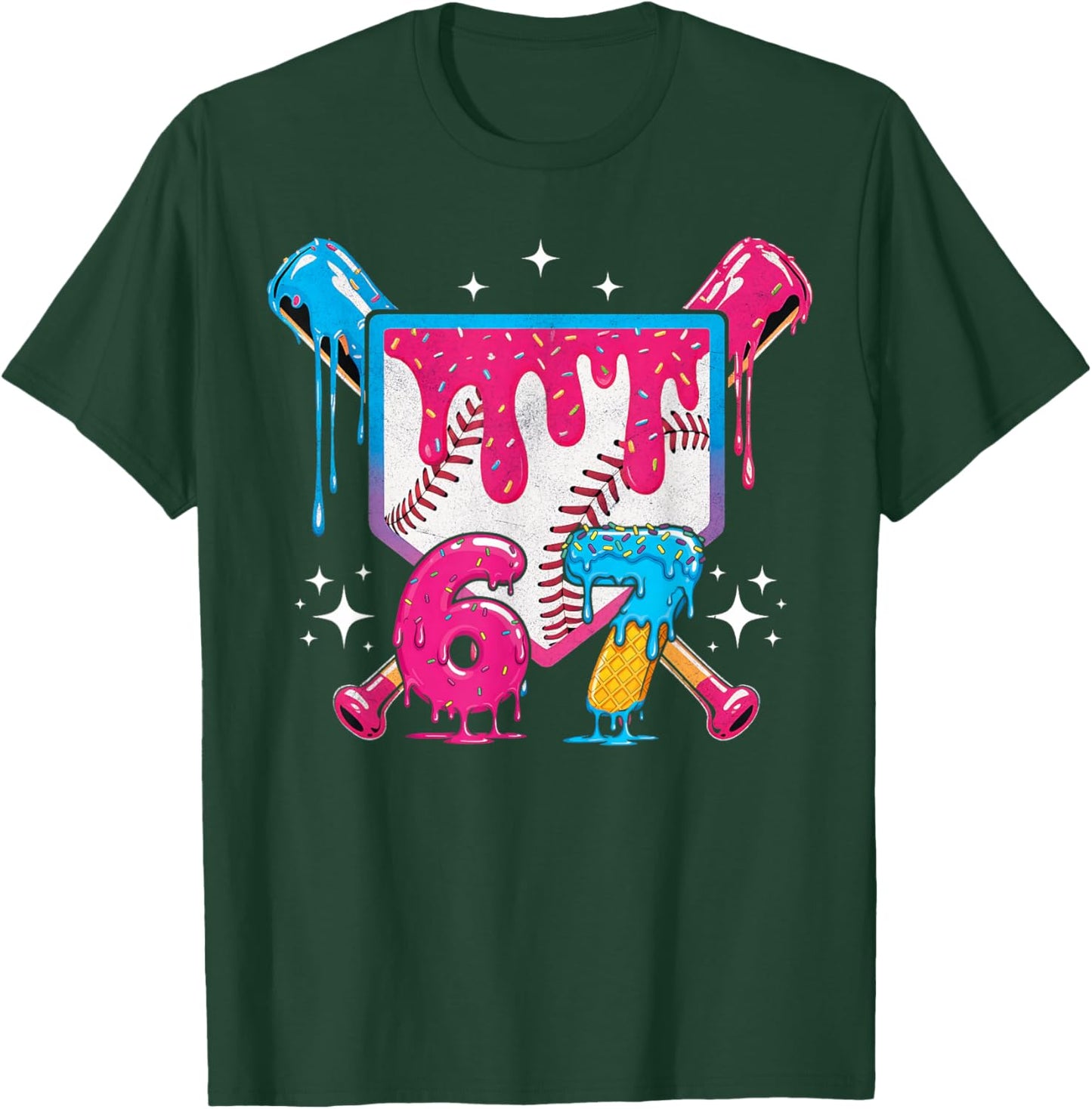 67 Six Seven Ice Cream Drip Baseball Boys Youth T-Shirt - T-Shirt | Forest