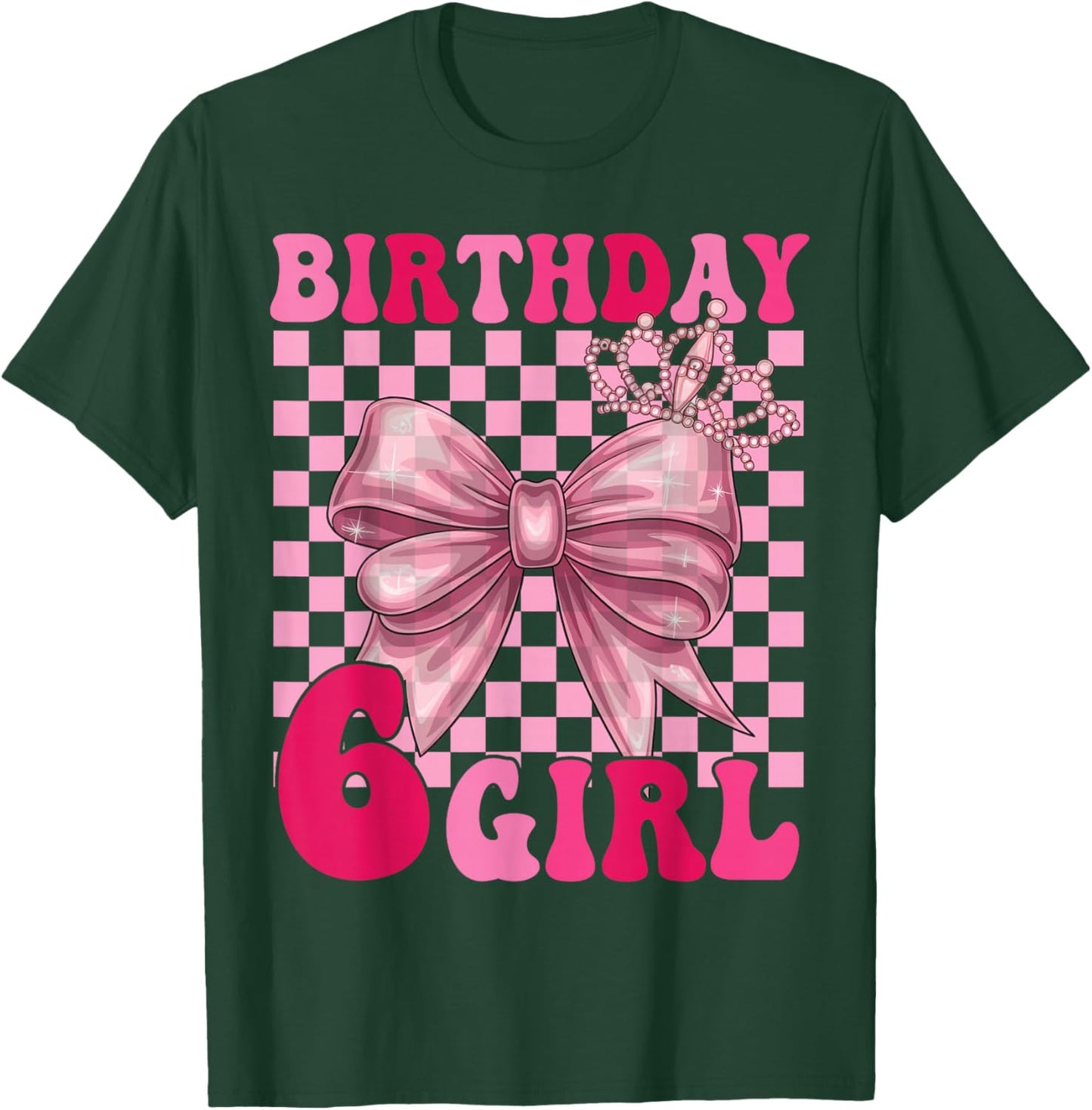 Its My 6th Birthday Girl Coquette Bow 6 Year Old Party Girl T-Shirt - T-Shirt | Forest