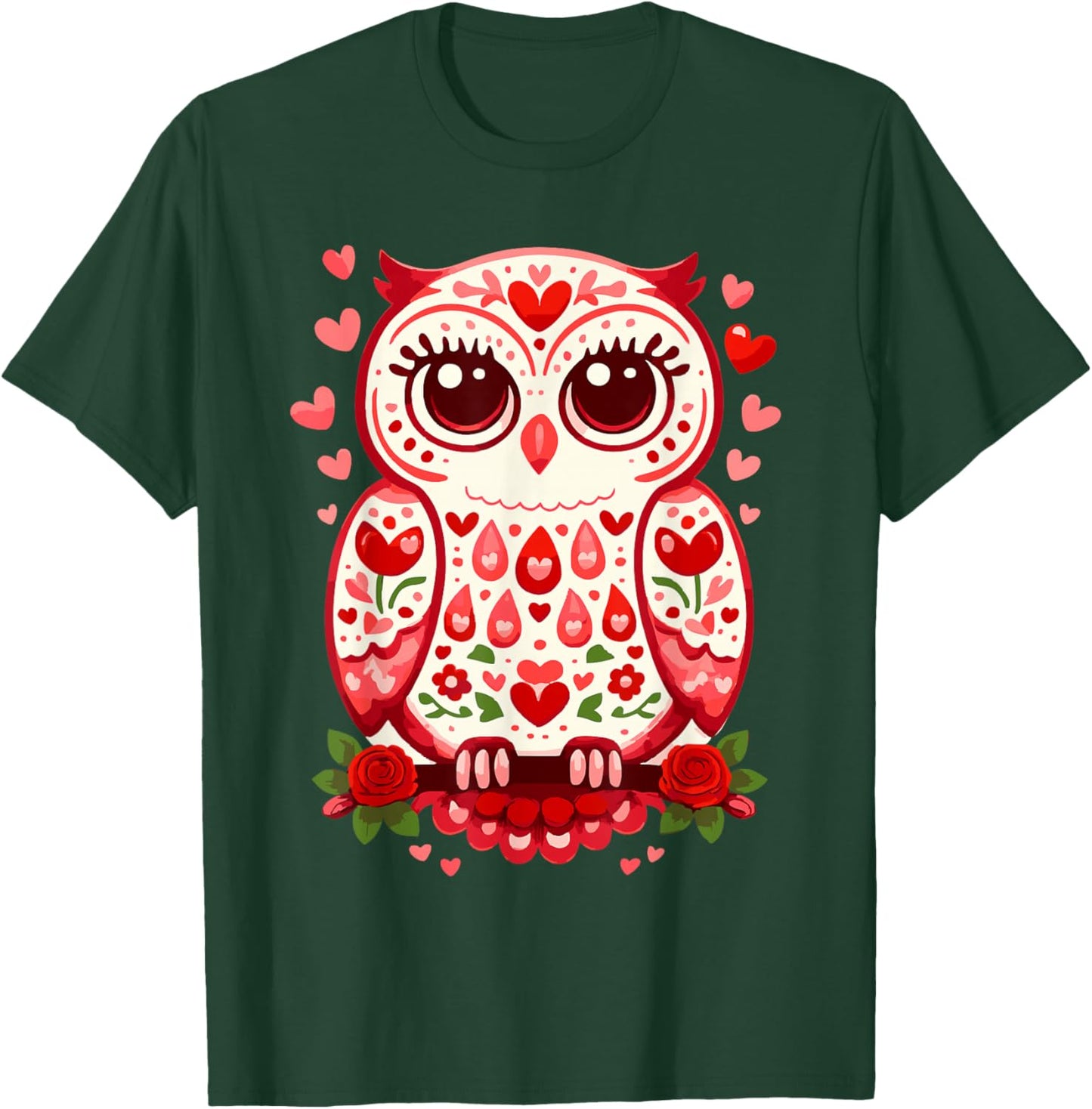 Heart Valentine Owl – Scandinavian Style Folklore T-Shirt - T-Shirt | Forest