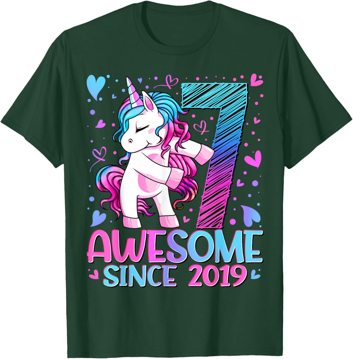 7th Birthday Shirt Girl 7 Year Old Gifts 7 Birthday Girl T-Shirt - T-Shirt | Forest