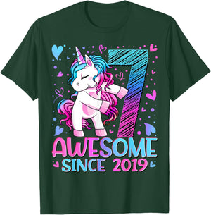 7th Birthday Shirt Girl 7 Year Old Gifts 7 Birthday Girl T-Shirt - T-Shirt | Forest