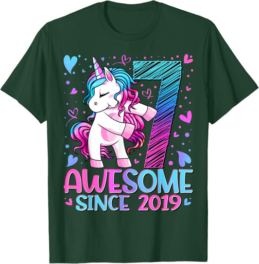 7th Birthday Shirt Girl 7 Year Old Gifts 7 Birthday Girl T-Shirt - T-Shirt | Forest
