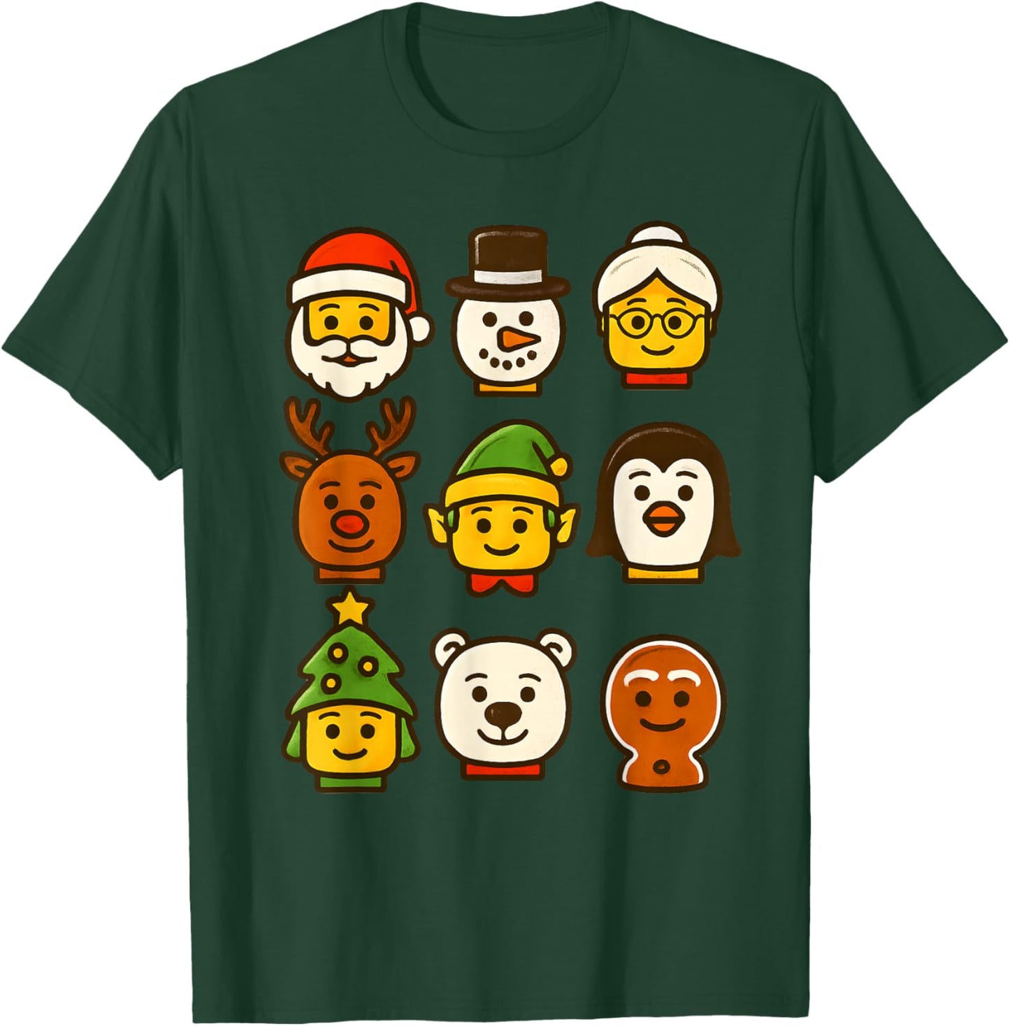 Building Brick Christmas Family Santa Elf Xmas Boys Kids T-Shirt - T-Shirt | Forest
