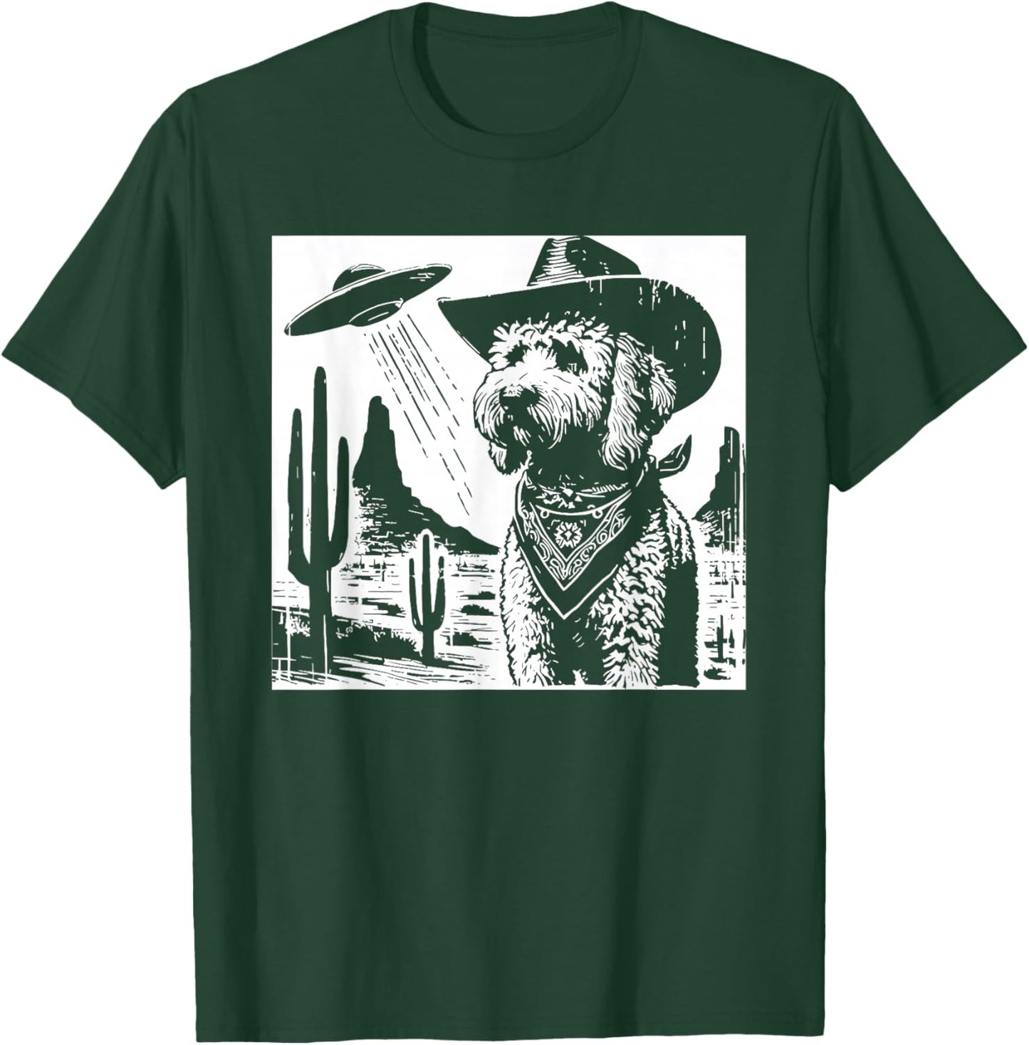 Vintage Goldendoodle UFO T-Shirt - T-Shirt | Forest