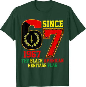 Six Seven 67 Since 1967 Black American Heritage Flag History T-Shirt - T-Shirt | Forest