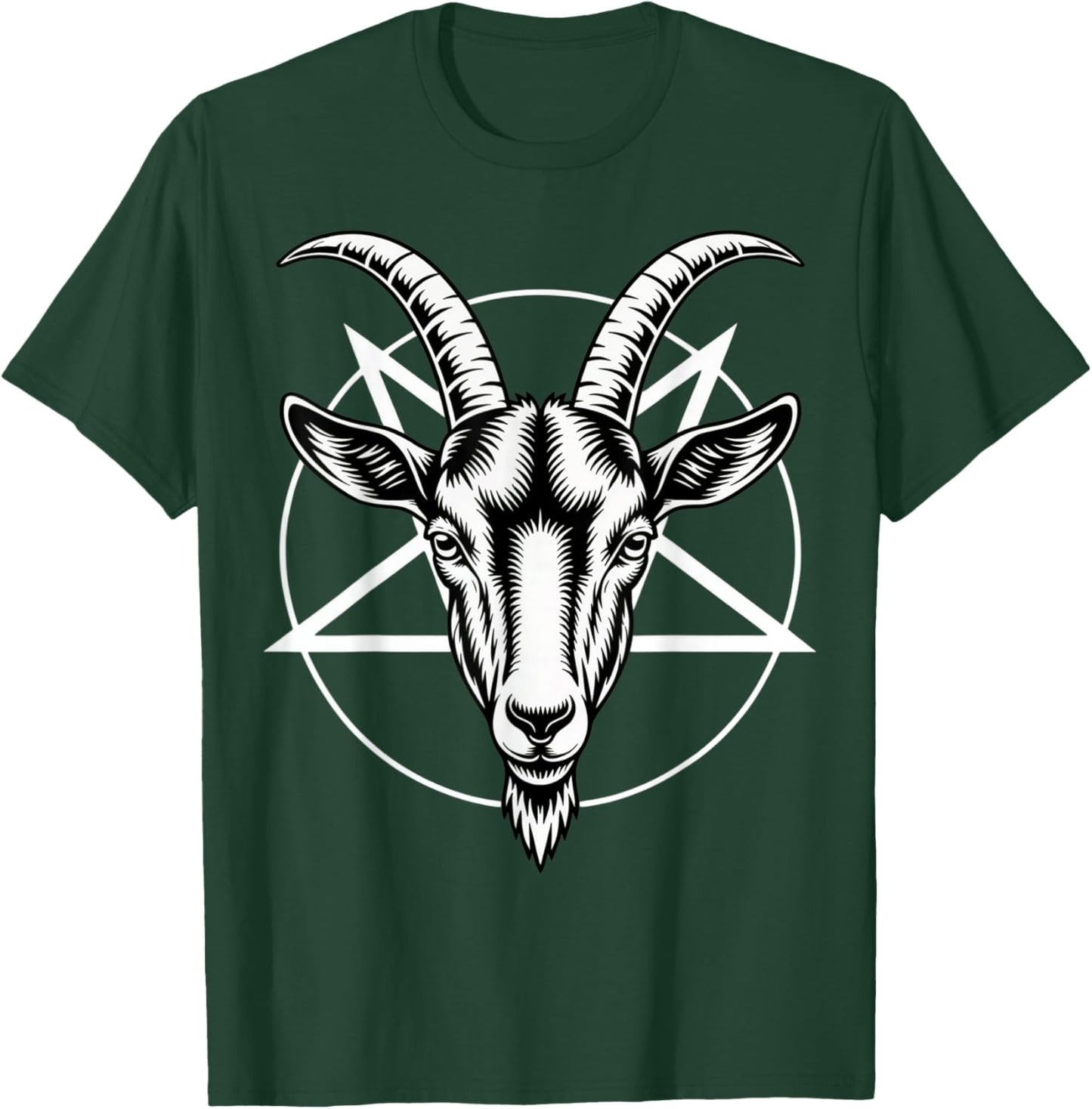 Goat Head Pentagram Occult Design Satanic and Satan T-Shirt - T-Shirt | Forest