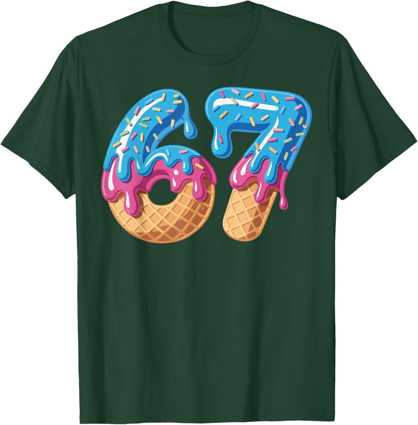 67 Ice Cream Drip Meme Funny Six Seven Gen Alpha Slang T-Shirt - T-Shirt | Forest