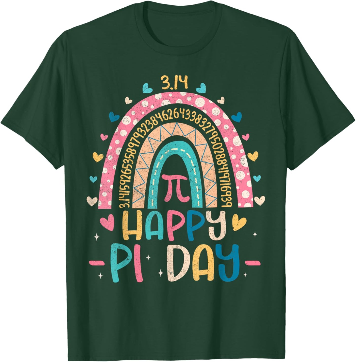 Cute Rainbow 3,14 Happy Pi Day Shirts Math Teacher Kids T-Shirt - T-Shirt | Forest