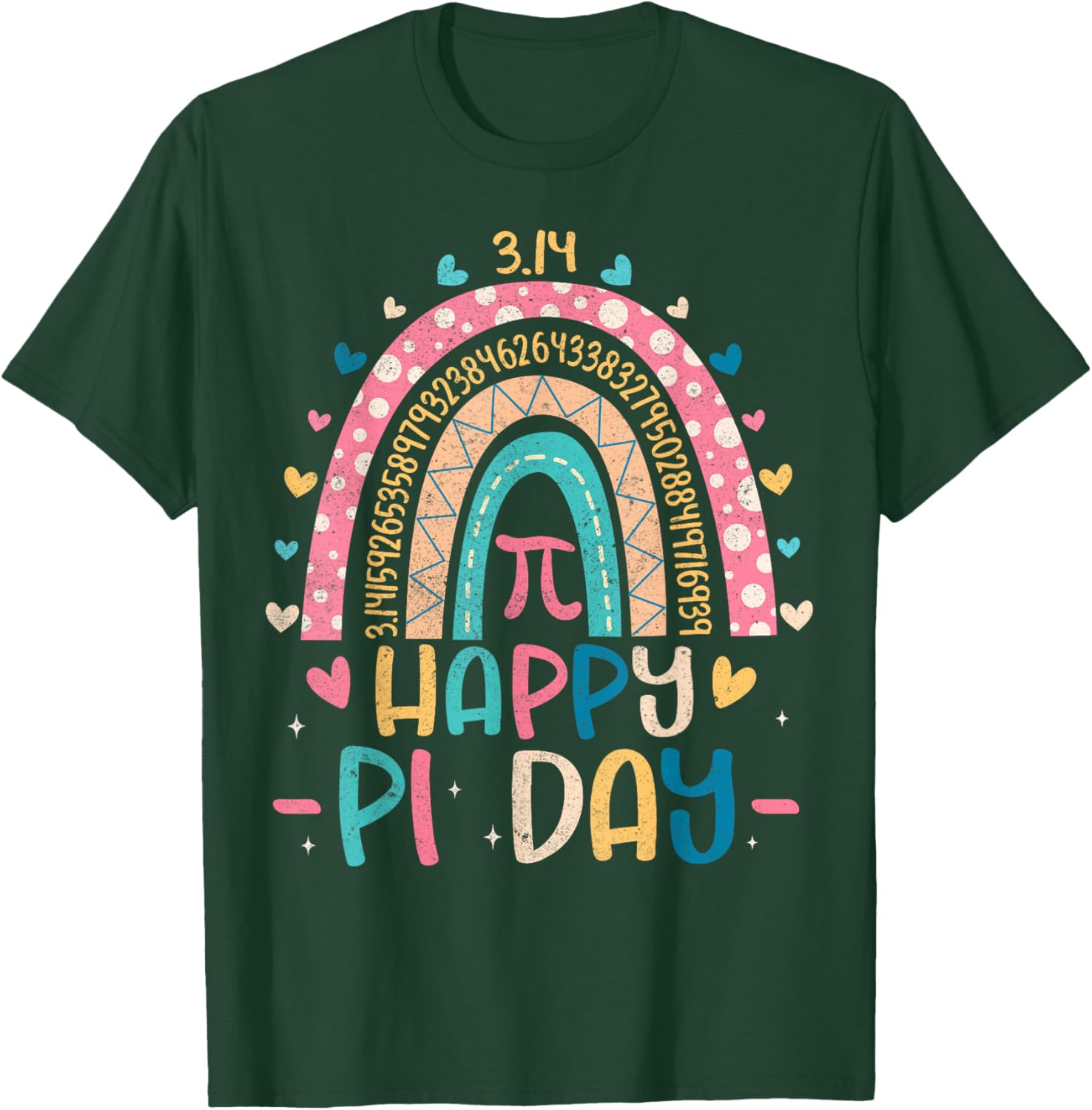 Cute Rainbow 3,14 Happy Pi Day Shirts Math Teacher Kids T-Shirt - T-Shirt | Forest