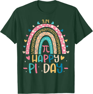Cute Rainbow 3,14 Happy Pi Day Shirts Math Teacher Kids T-Shirt - T-Shirt | Forest