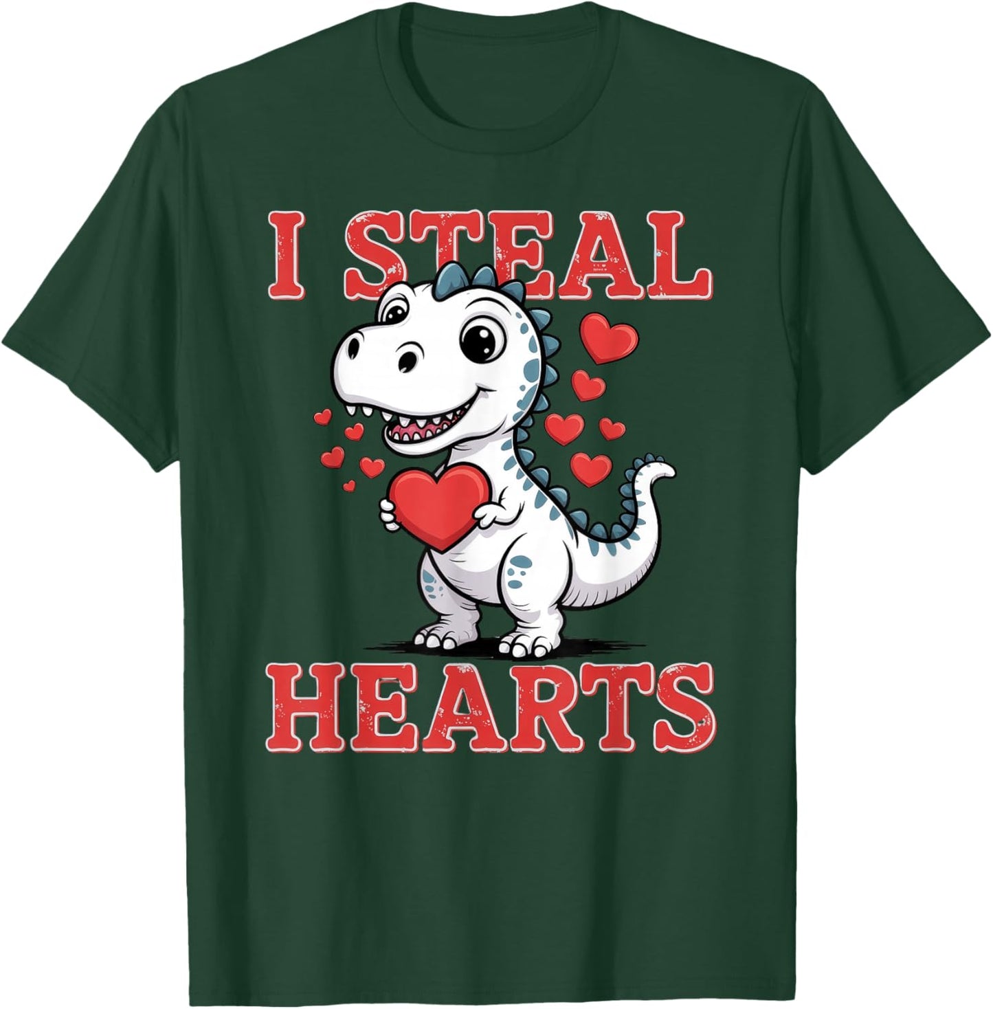Valentine T rex I Steal Hearts T-Shirt - T-Shirt | Forest