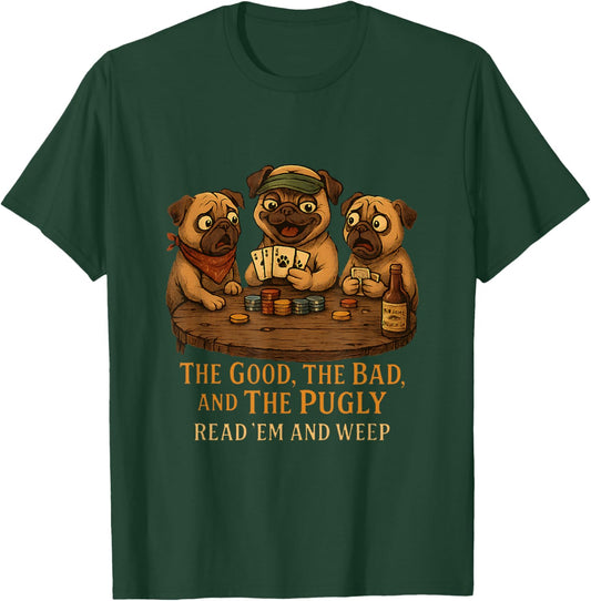 Cowboy Pug Funny Western Outfit Pug Cowboy Dog Costume Poker T-Shirt - T-Shirt | Forest