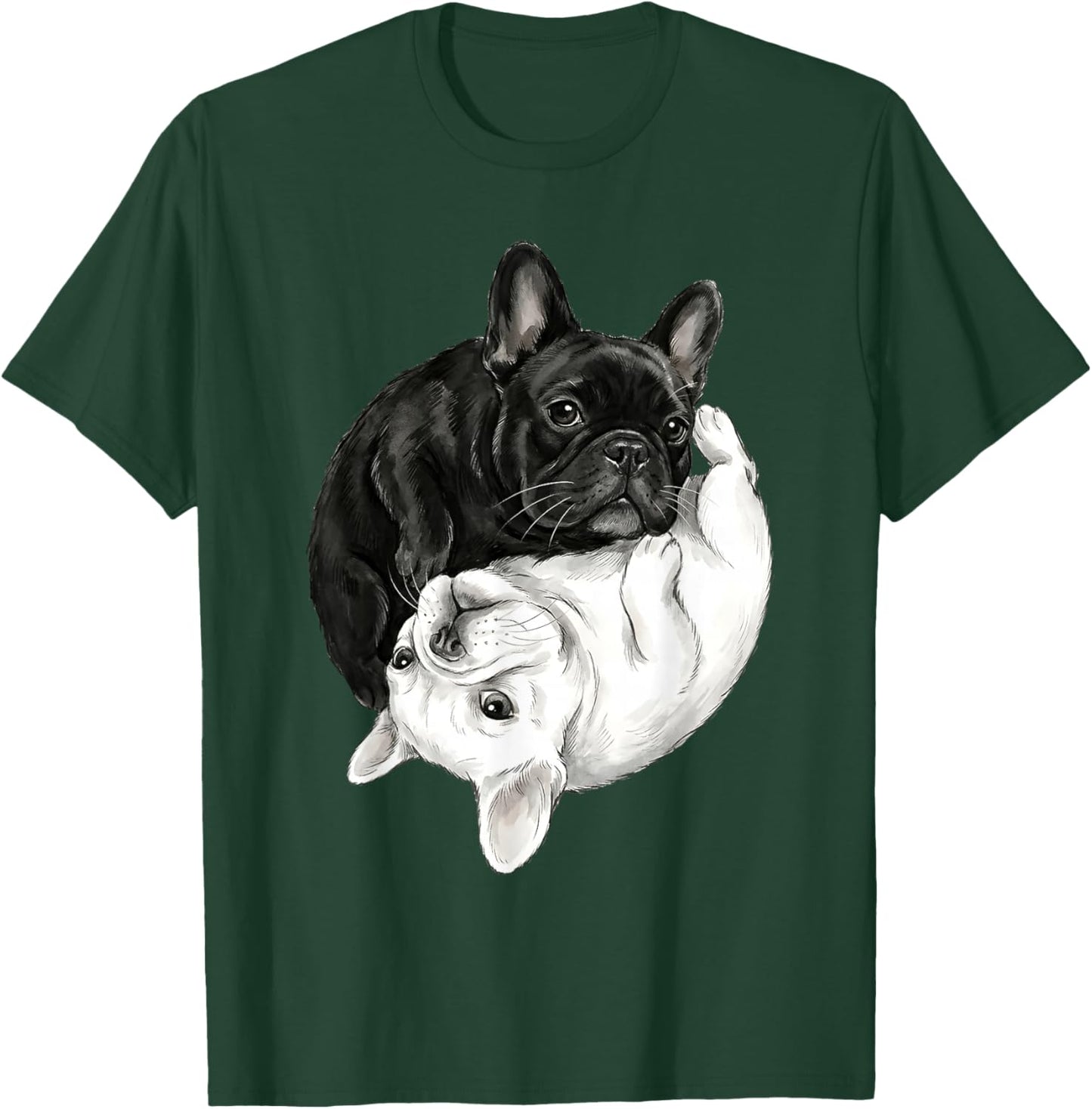 Ying Yang French Bulldogs Funny Frenchie T-Shirt - T-Shirt | Forest