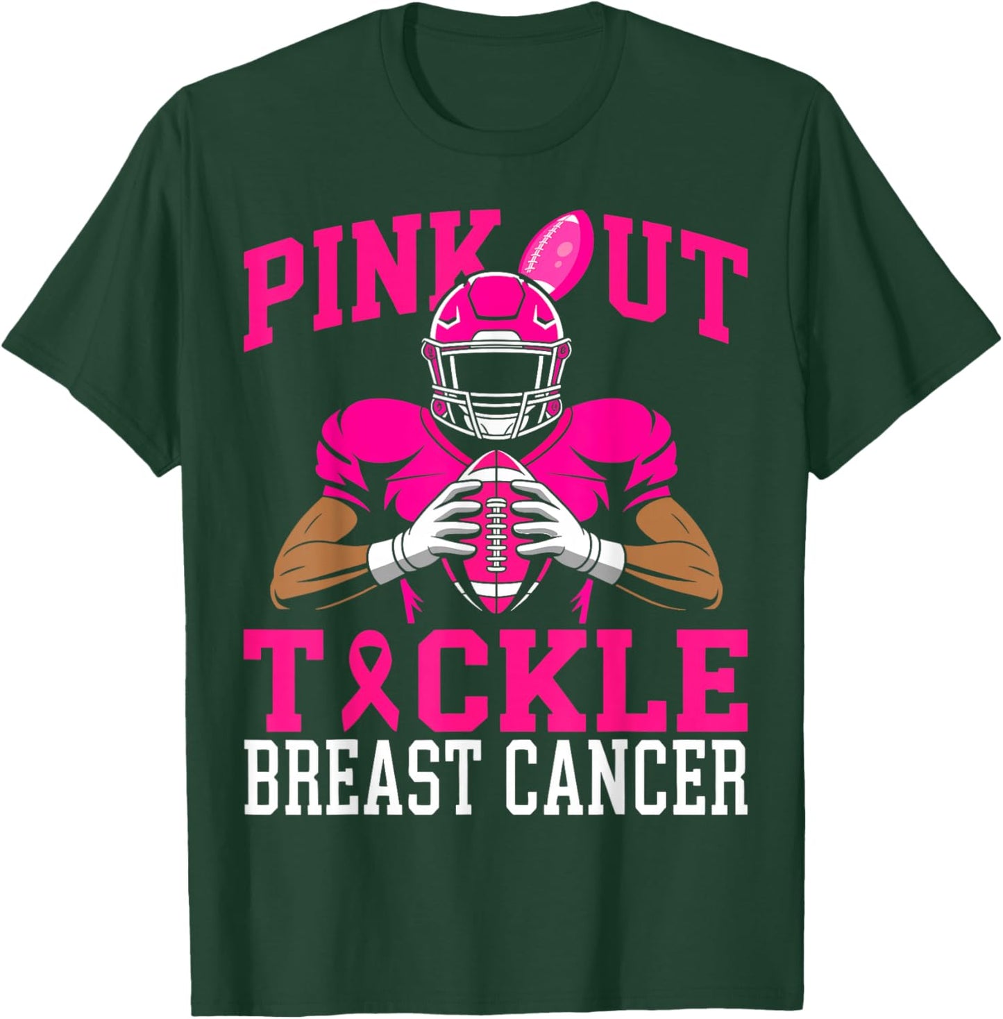 Football Pink Out Tackle Breast Cancer Awareness Women T-Shirt - T-Shirt | Forest