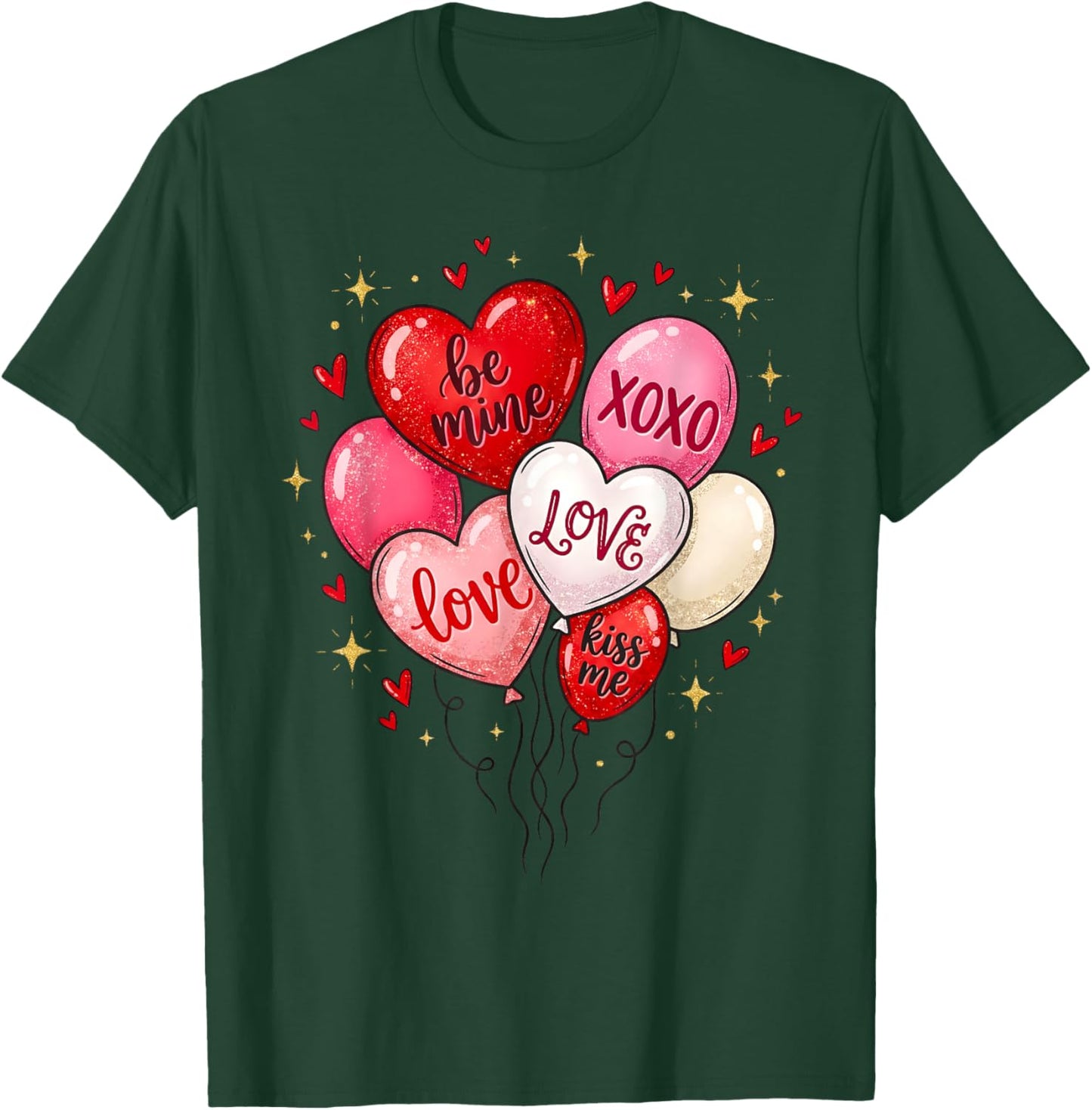 Valentine Balloon Heart Kiss Me XOXO Girl Women Kid T-Shirt - T-Shirt | Forest