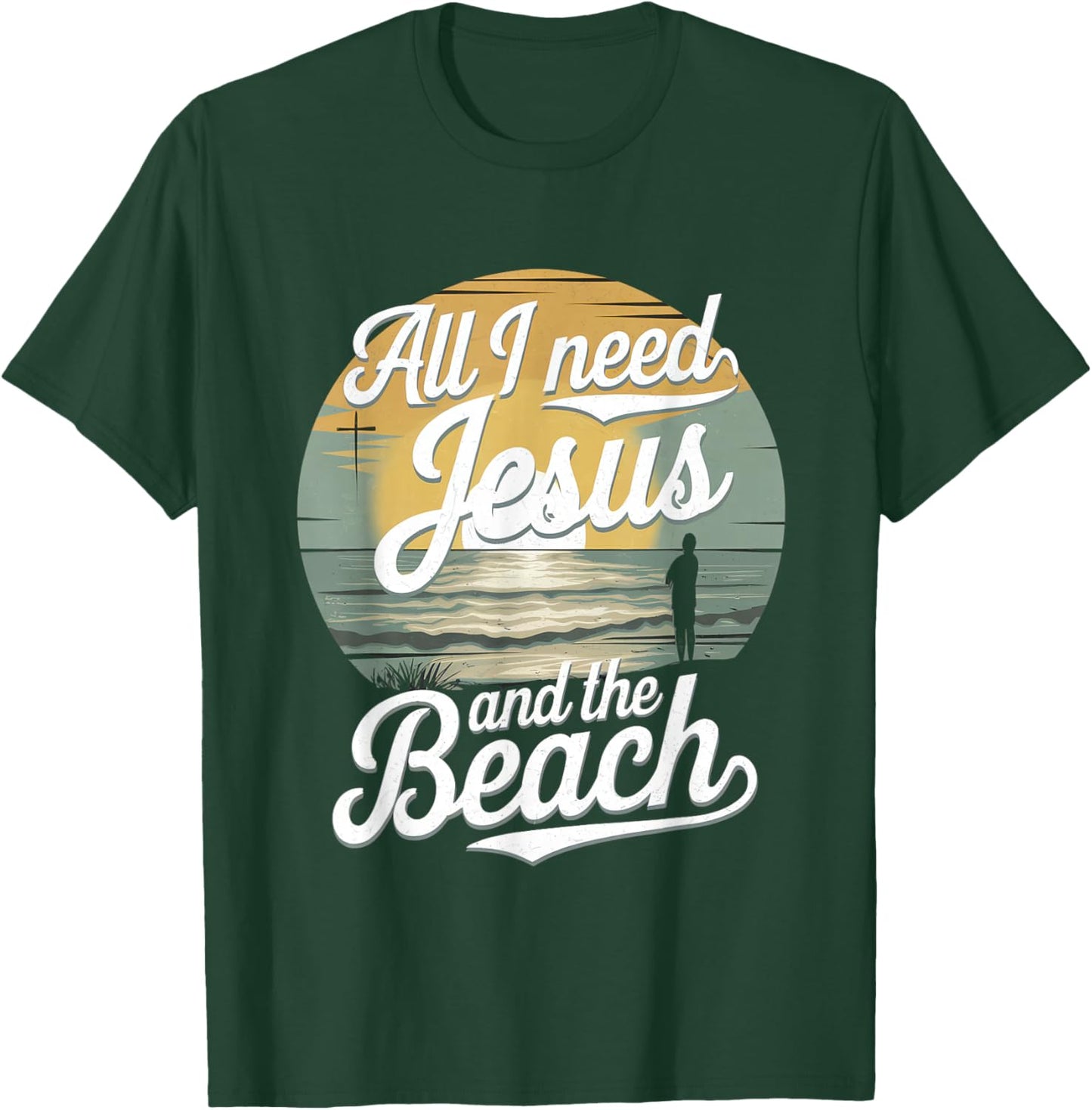 All I Need Jesus and The Beach Funny Christian Sun Vacation T-Shirt - T-Shirt | Forest