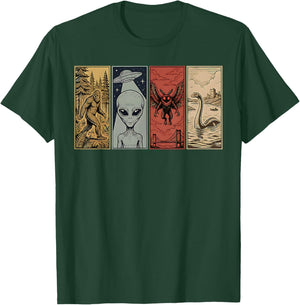 Retro Monster Loch Ness Mothman Bigfoot Alien Funny Cryptid T-Shirt - T-Shirt | Forest