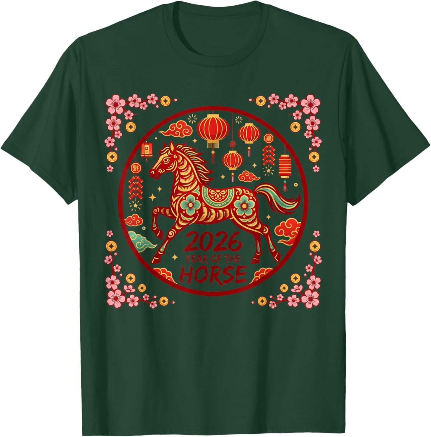 Year of The Fire Horse 2026 Chinese Zodiac 1966 60th Birth T-Shirt - T-Shirt | Forest