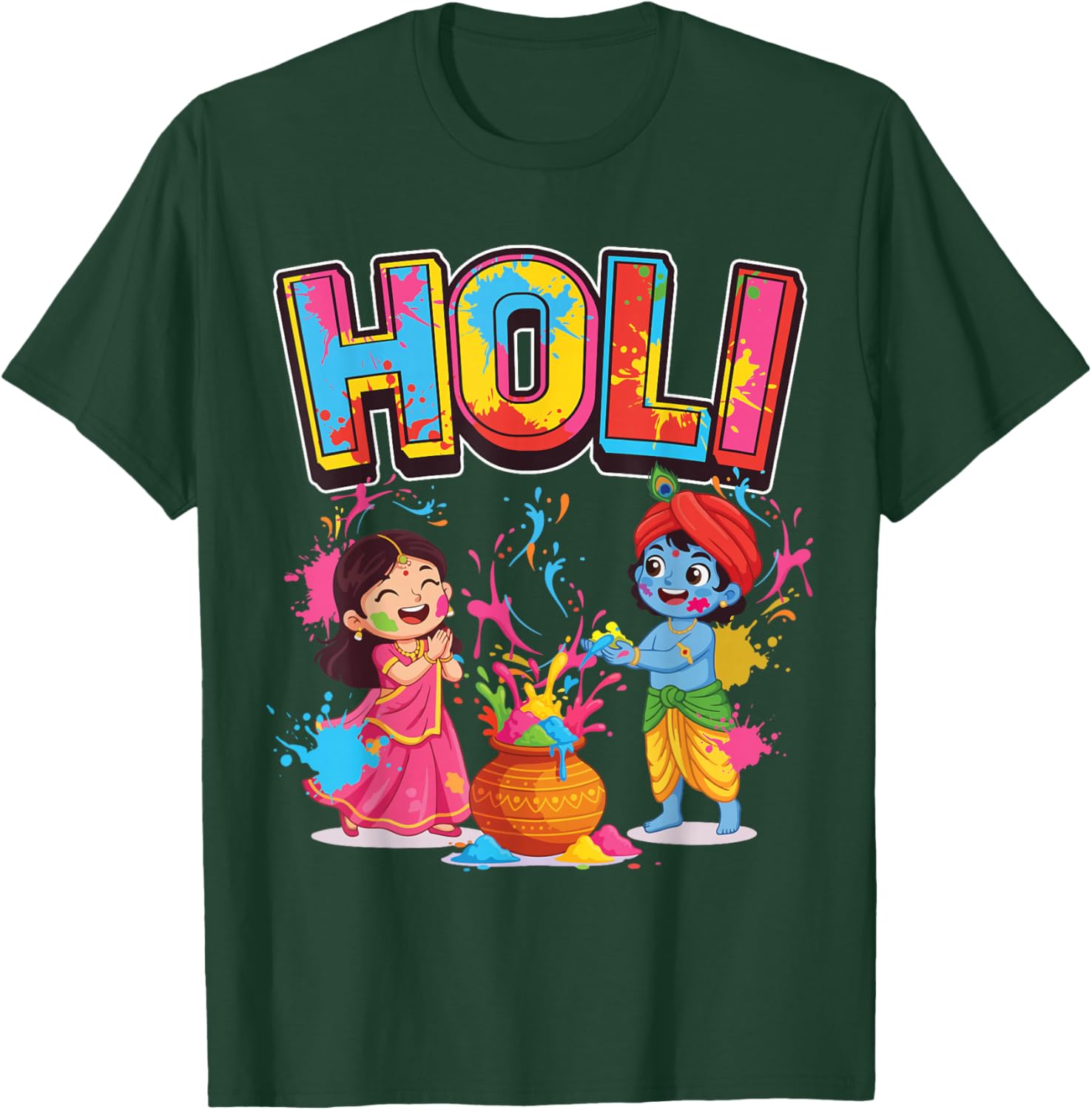Holi Indian Hindu Spring Holi Festival of Colors Happy Holi T-Shirt - T-Shirt | Forest
